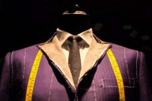 purple suit on tailor's dummy